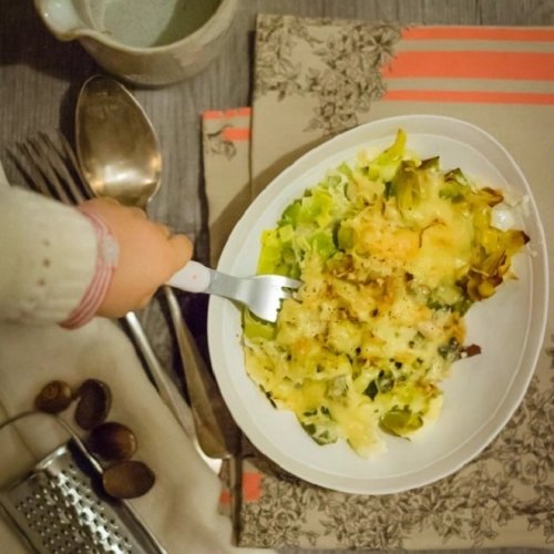 Gratin de poireaux aux ravioles