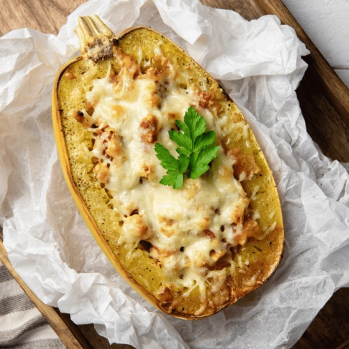 Courge spaghetti façon carbonara