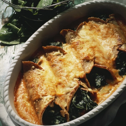 Gratin de crêpes aux épinards lardons et champignons