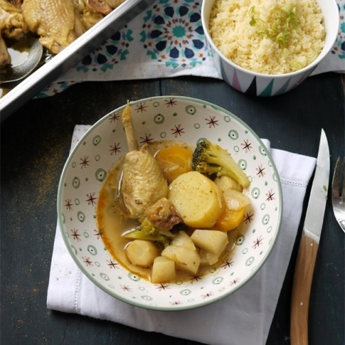 Couscous de poulet et légumes anciens