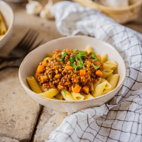 Panier recette - Bolognaise veggie aux lentilles