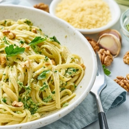 Spaghettis au pesto de mâche