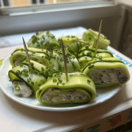 Bouchées roulées de courgettes au fromage et herbes fraîches
