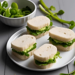 Minis sandwichs au beurre de cresson et fanes de radis