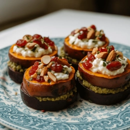 Millefeuille de betterave et patate douce à la feta