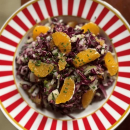 Salade de chou rouge et vinaigrette à la mandarine Satsuma