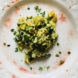 Risotto de courgettes et épinards en deux cuissons