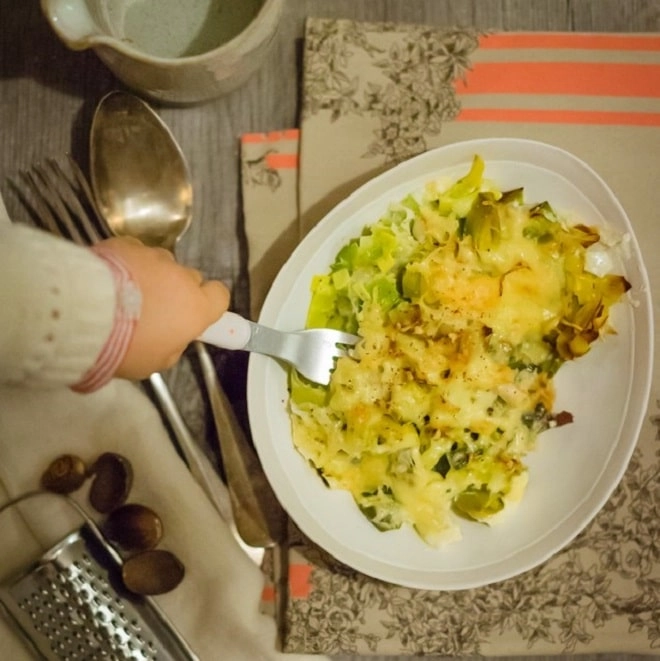 Gratin de poireaux aux ravioles