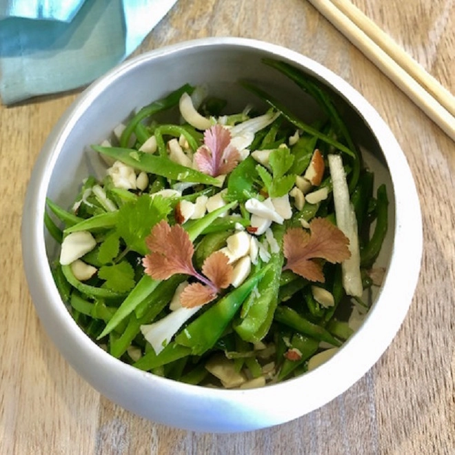 Salade de pois gourmands croquants