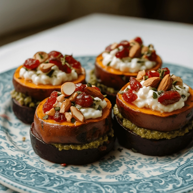 Millefeuille de betterave et patate douce à la feta
