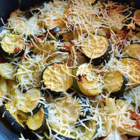 Gratin de courgettes, oignons et lardons (simplissime)