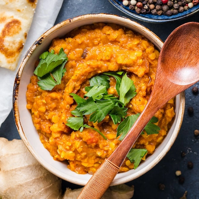 Dhal de lentilles à la courge butternut