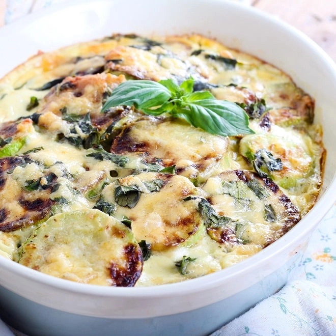 Gratin de concombre au basilic