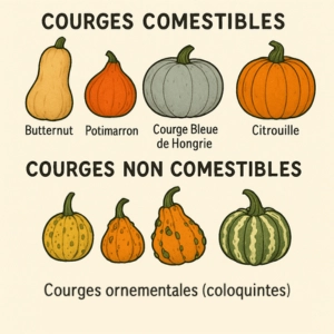 Courges comestibles et non comestibles