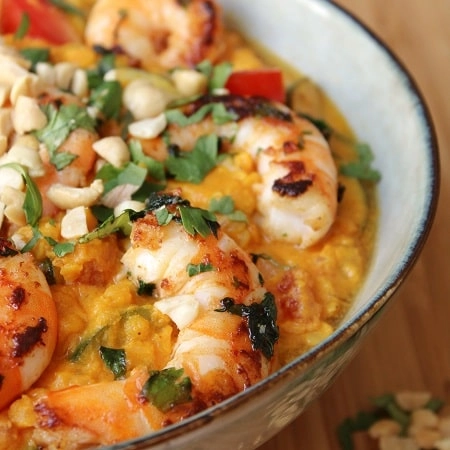 Dhal de lentilles corail et crevettes