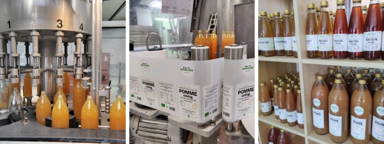 Mise en bouteille du jus, étiquettage et encapsulage