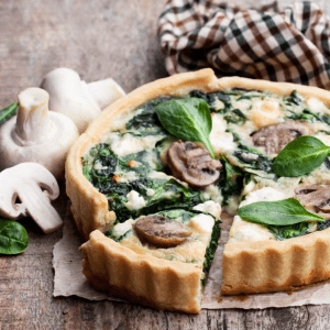 Quiche au vert de blettes champignons tofu