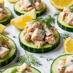 Rillettes de maquereau sur toast de concombre
